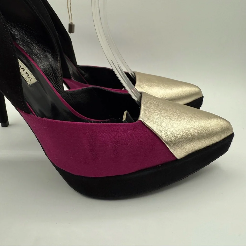 Gianni Marra Bold Color-block With Ankle Strap Stiletto Pointy Toe Platform - Picture 6 of 17